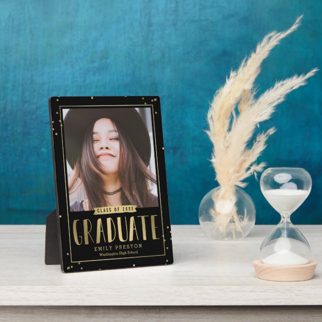 Bubbly Chic Graduierung Foto Gift Desktop Platte Fotoplatte (Seite)
