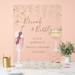 Bubbly Cocktails Gold Glitzer Bridal Brunch Acrylschild