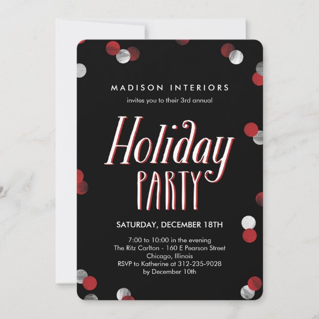Bubbly Corporate Holiday Party Einladung (Vorderseite)