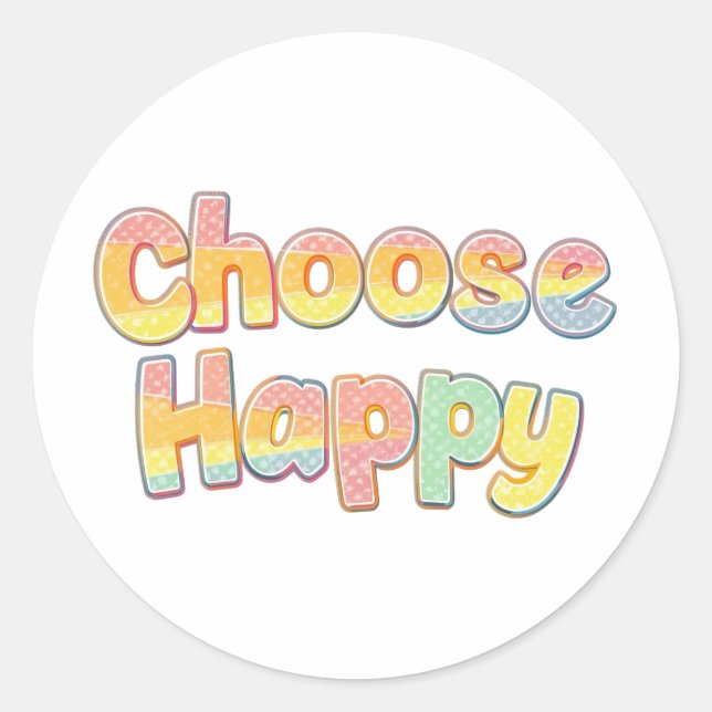 Bubbly Font "Choose Happy" Quote Runder Aufkleber (Vorderseite)
