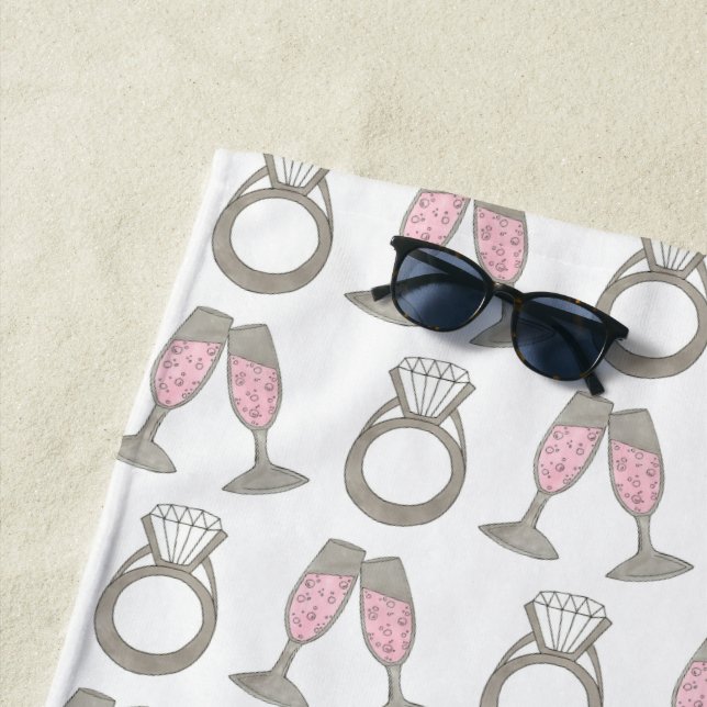 Bubbly Pink Champagne Diamond Personalisierter Rin Strandtuch (Beispiel)
