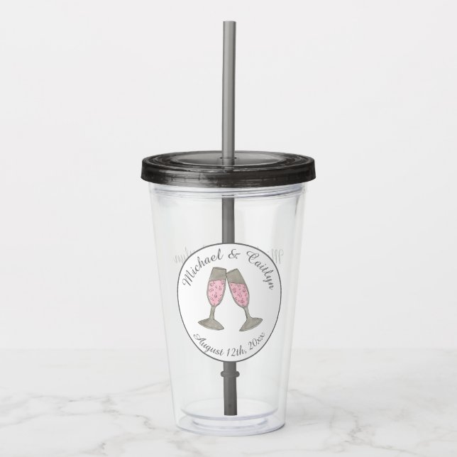 Bubbly Pink Champagne Glass Toast Gastgeschenk Hoc Acryltrinkbecher (Vorderseite)