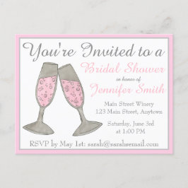 Bubbly Pink Champagne Toast Chear Brautparty Einladungspostkarte