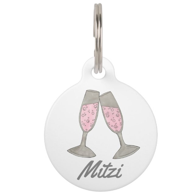 Bubbly Pink Champagne Toast Chear Brautparty Haustiermarke (Vorderseite)