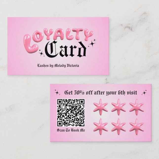 Bubbly Pink Loyalty Business Card Visitenkarte (Vorne/Hinten)