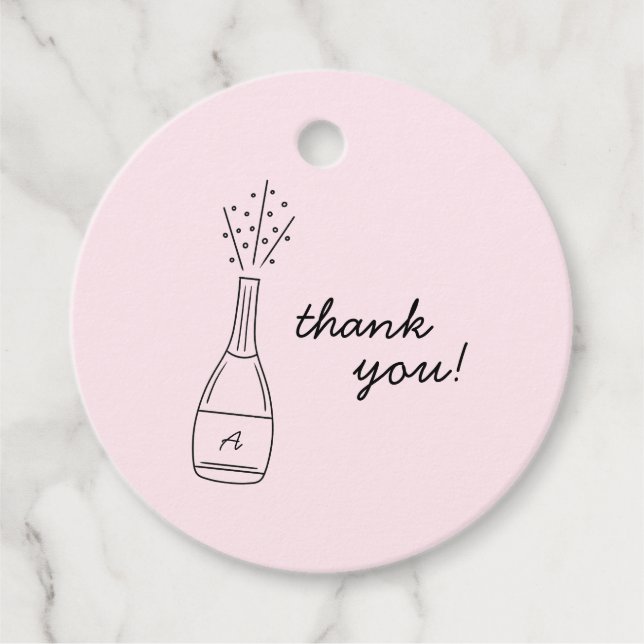 Bubbly Popping Champagne Bottle Bridal Shower Geschenkanhänger (Vorderseite)