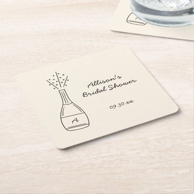 Bubbly Popping Champagne Bottle Bridal Shower Rechteckiger Pappuntersetzer (angewinkelt)