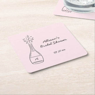 Bubbly Popping Champagne Bottle Bridal Shower Rechteckiger Pappuntersetzer