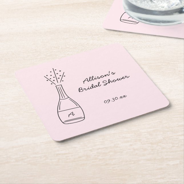 Bubbly Popping Champagne Bottle Bridal Shower Rechteckiger Pappuntersetzer (angewinkelt)