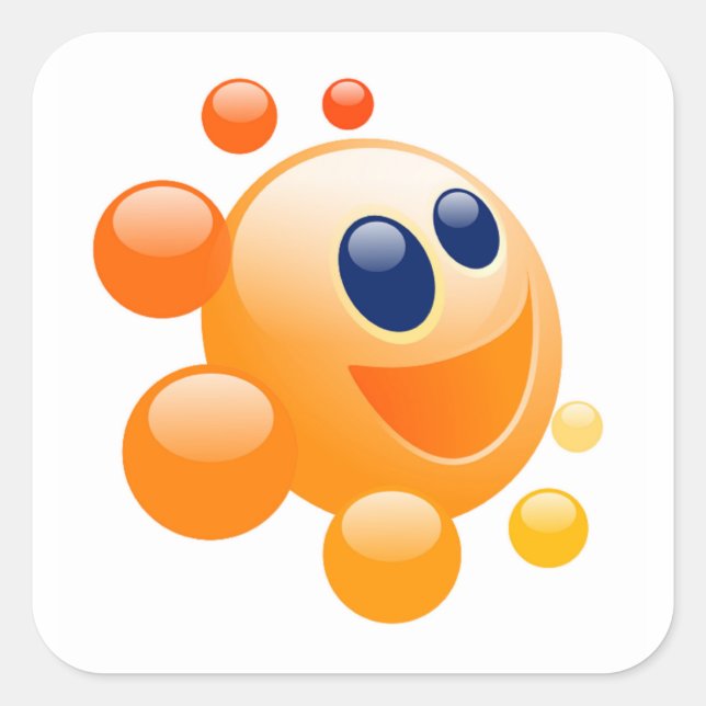 BUBBLY SUN QUADRATISCHER AUFKLEBER (Vorderseite)
