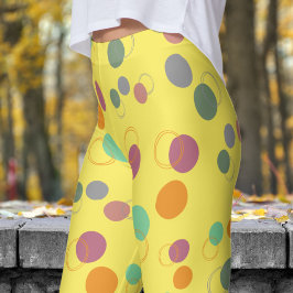 Bubbly Yellow Bubbles Muster Leggings