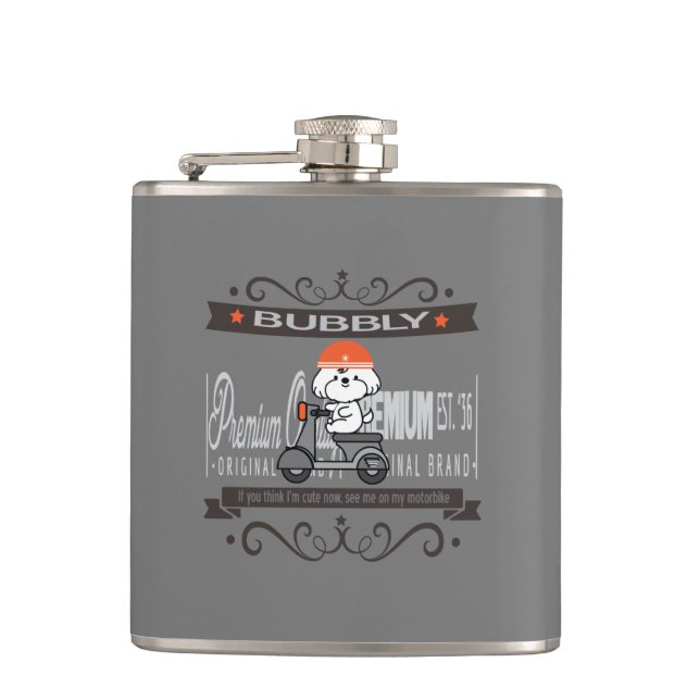 Bubbly's Motorradfahren Flachmann (Vorderseite)