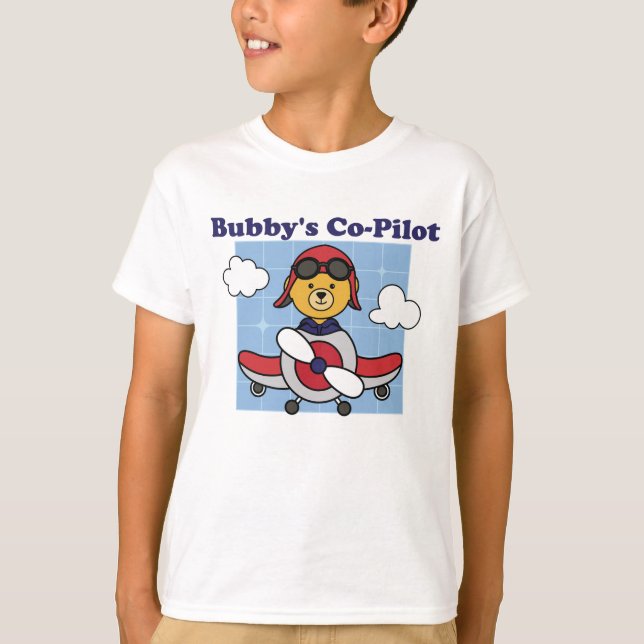 Bubbys kleiner Co-Pilot - Niedliches Flugzeug T-Shirt (Vorderseite)