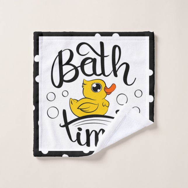 Bubles à points Polka blancs Temps de bain de cana (Gant de toilette)