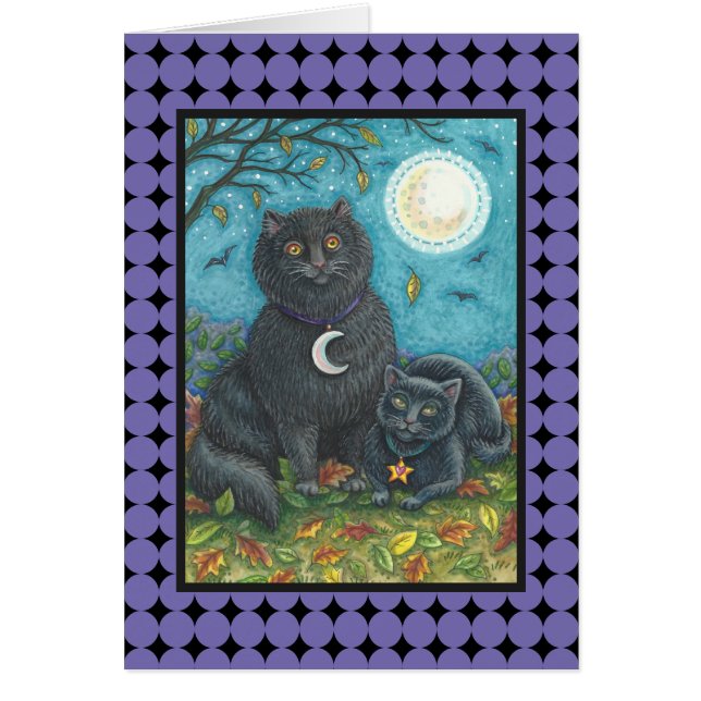 BUBO & PYEWACKET BLACK CAT GREETING CARD Blank (Vorne)