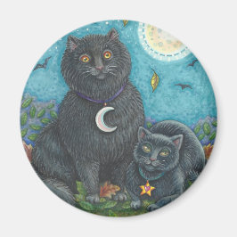BUBO UND PYEWACKET, SCHWARZE KATZEN - MAGNET-Runde Magnet