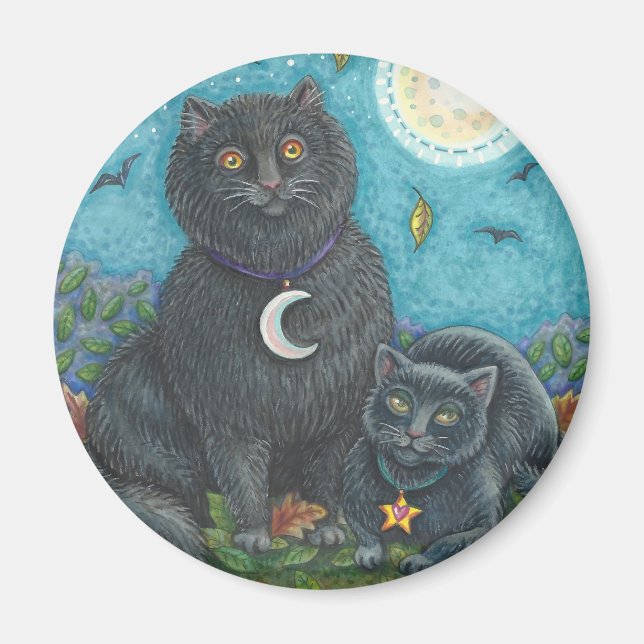 BUBO UND PYEWACKET, SCHWARZE KATZEN - MAGNET-Runde Magnet (Vorne)