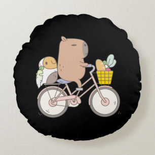 Bubu die Guinea Pig Biking Rundes Kissen