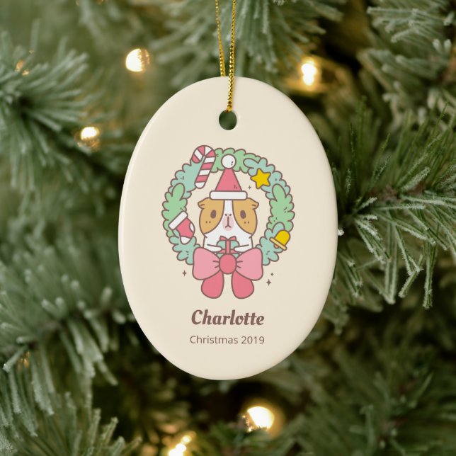 Bubu the Guinea pig, Christmas Gift Keramik Ornament (Baum)