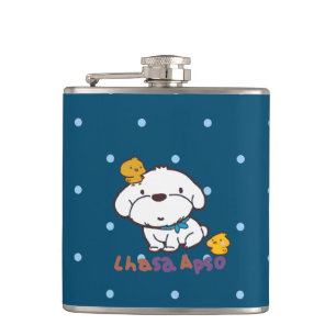 Bubu und Guagua (Lhasa apso und kleines Huhn) Flachmann