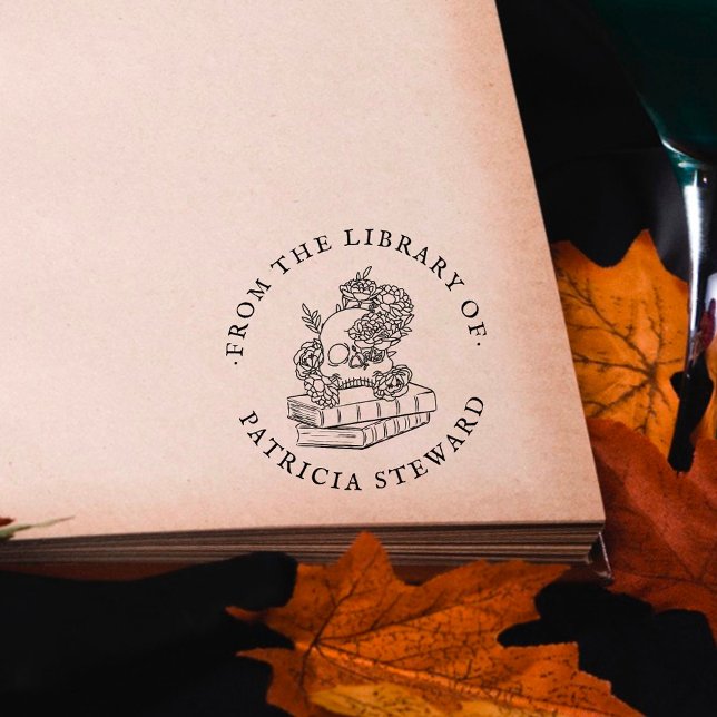 Buch aus der Bibliothek gotische Blumenschädel Gummistempel (Von Creator hochgeladen)