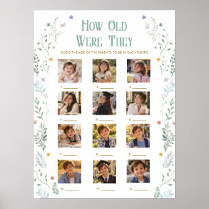 Buch Baby Shower Wie Alt Waren Sie Spiel Poster