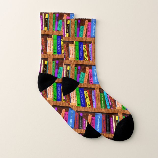 Buch-Bibliotheks-Bücherregal-hübsches Muster für Socken (Paar)