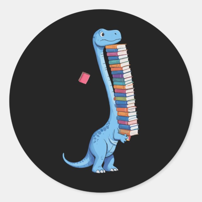 Buch Carry Dinosaur Reading Dino Runder Aufkleber (Vorderseite)