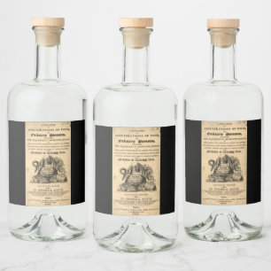Buch der kulinarischen Gifte aus dem Jahre 1820 an Alkoholflaschenetikett