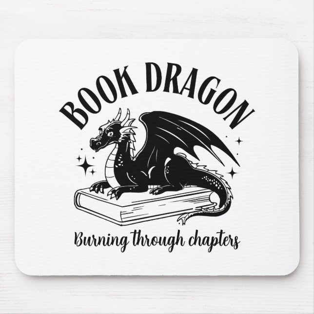 Buch Drache Fantasy Leser Buchliebhaber Spruch Mousepad (Vorne)