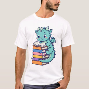 Buch Drache Süße Lesende Fantasy-Kunst T-Shirt