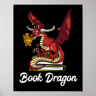Buch Drachenliteratur Lesen Geek-Nerd Poster
