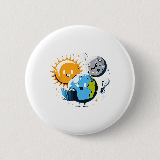 Buch Earth Moon Sun Funny Total Solar Ecli lesen Button (Vorderseite)