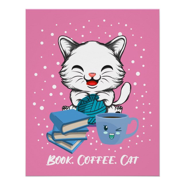 Buch Kaffeekatze glänzendes Poster (Vorderseite)