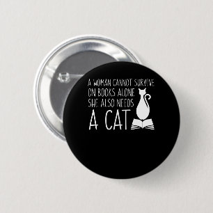 Buch-Katzen-Frau überleben Buch-Bedarfs-Katze Button