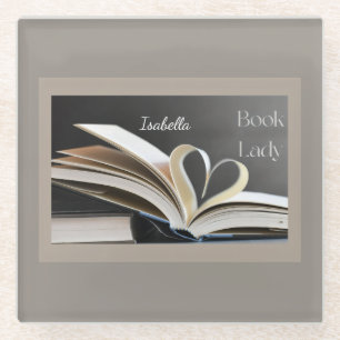 Buch Lady, Personalisiertes Lesegeschenk für Sie Glasuntersetzer