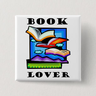 "Buch-Liebhaber" - Fliegenbücher u. -seiten für Button