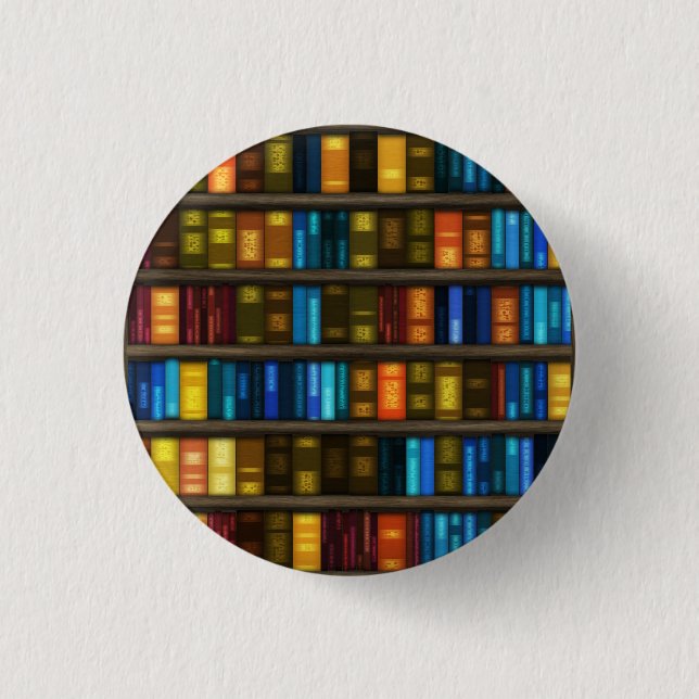 Buch-Liebhaber u. Bibliothekar-bunte Bücher auf Button (Vorderseite)
