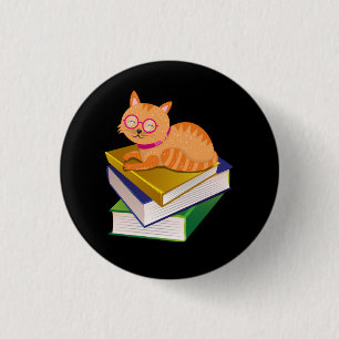 Buch Lover - Bücher und Katze Button