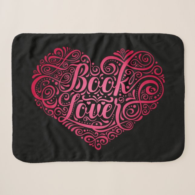 Buch Lover Calligraphy Heart Sherpadecke (Vorderseite (Horizontal))