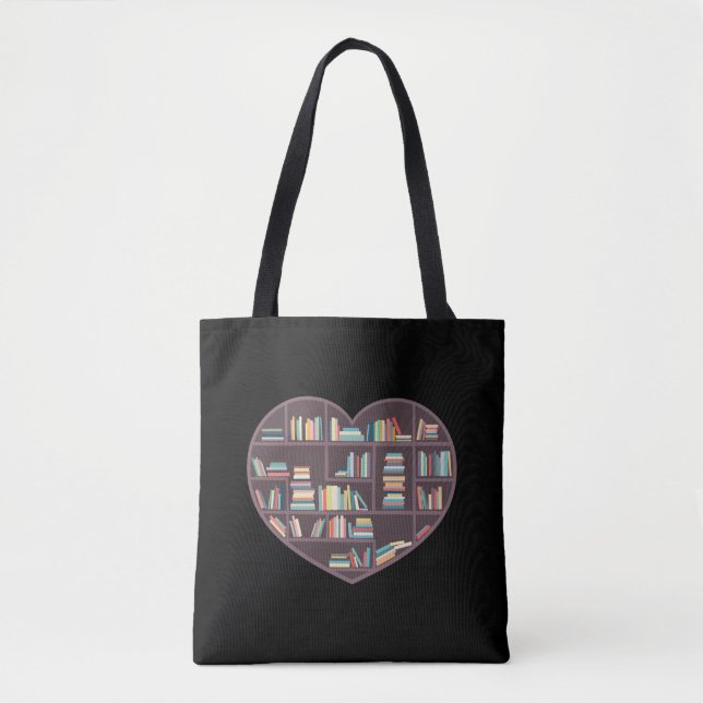 Buch Lover Heart Shape Reading Club Bibliothekaris Tasche (Vorderseite)
