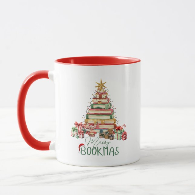 Buch Lover Merry Bookmas Weihnachten Tasse (Links)