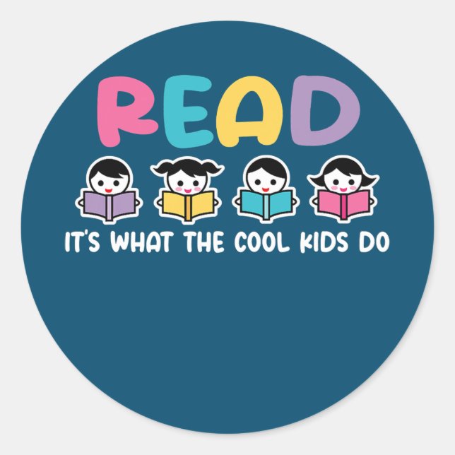 Buch Lover Reading Cool Kids Teacher Librarian Runder Aufkleber (Vorderseite)