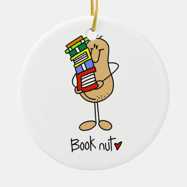 Buch-Nuss-T - Shirts und Geschenke Keramikornament (Vorne)