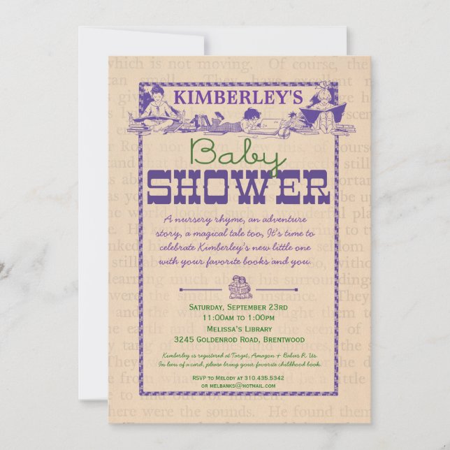 Buch-Party-Baby-Duschen-Einladung Einladung (Vorderseite)