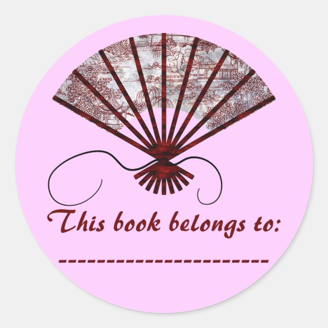 Buch-Platten-Aufkleber (japanischer Tee-Garten) Runder Aufkleber (Vorderseite)