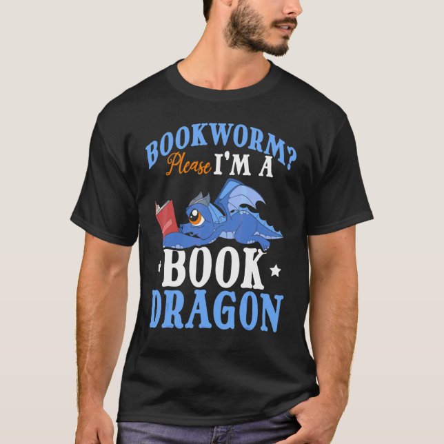 Buch Reading Fantasy Creature Niedlich Book Dragon T-Shirt (Vorderseite)