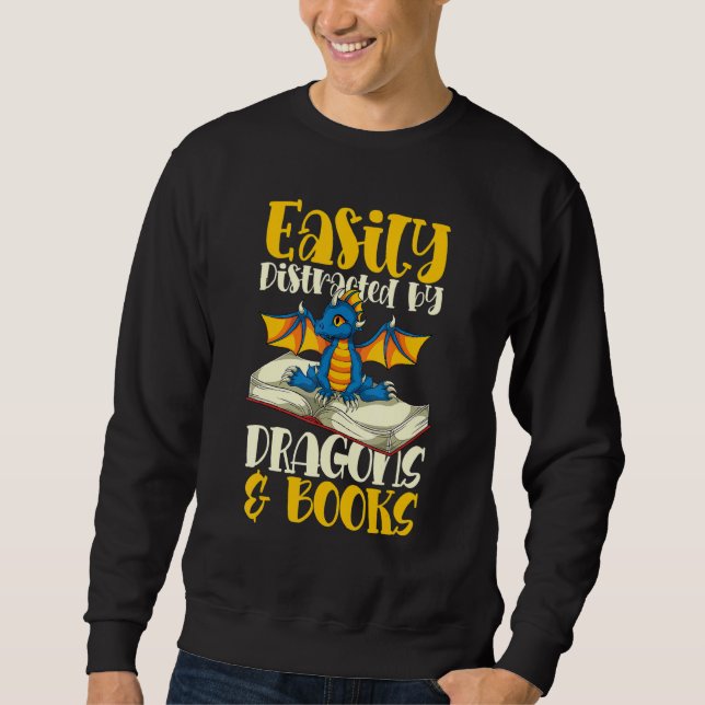 Buch Reading Fantasy Dragon Librarian Book Dragon Sweatshirt (Vorderseite)
