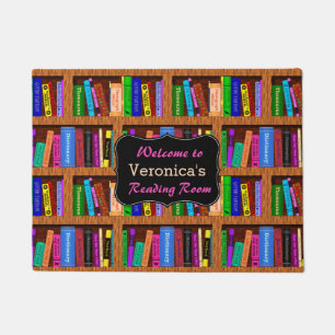 Buch-Regal-Bücherwurm-Bibliotheks-Leseraum Ihr Fußmatte