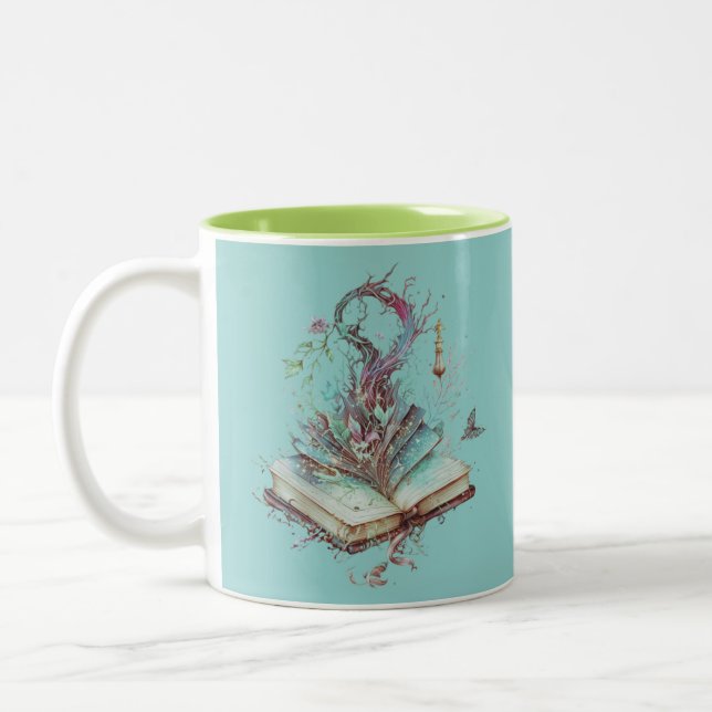 Buch Shadows Mystical Pagan Wiccan Halloween Zweifarbige Tasse (Links)